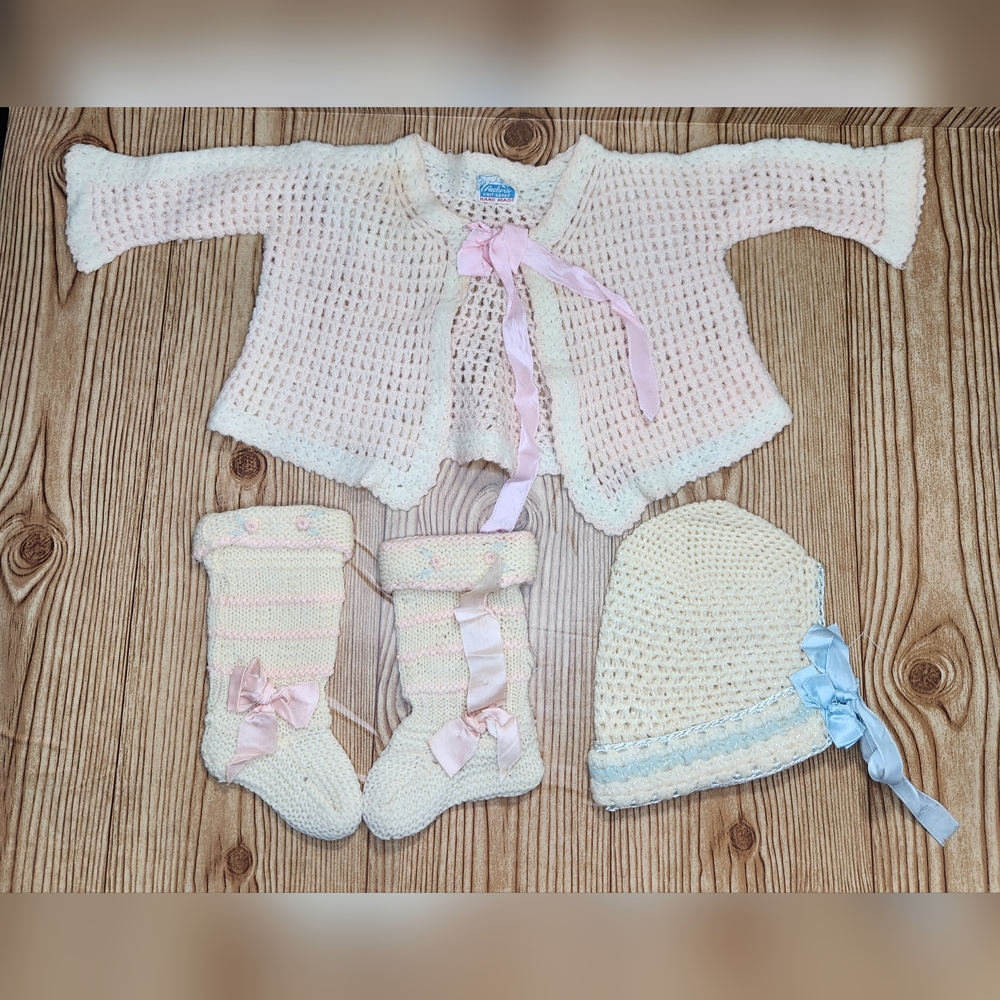 Vintage Hand Made Knitted Baby Clothing Lot